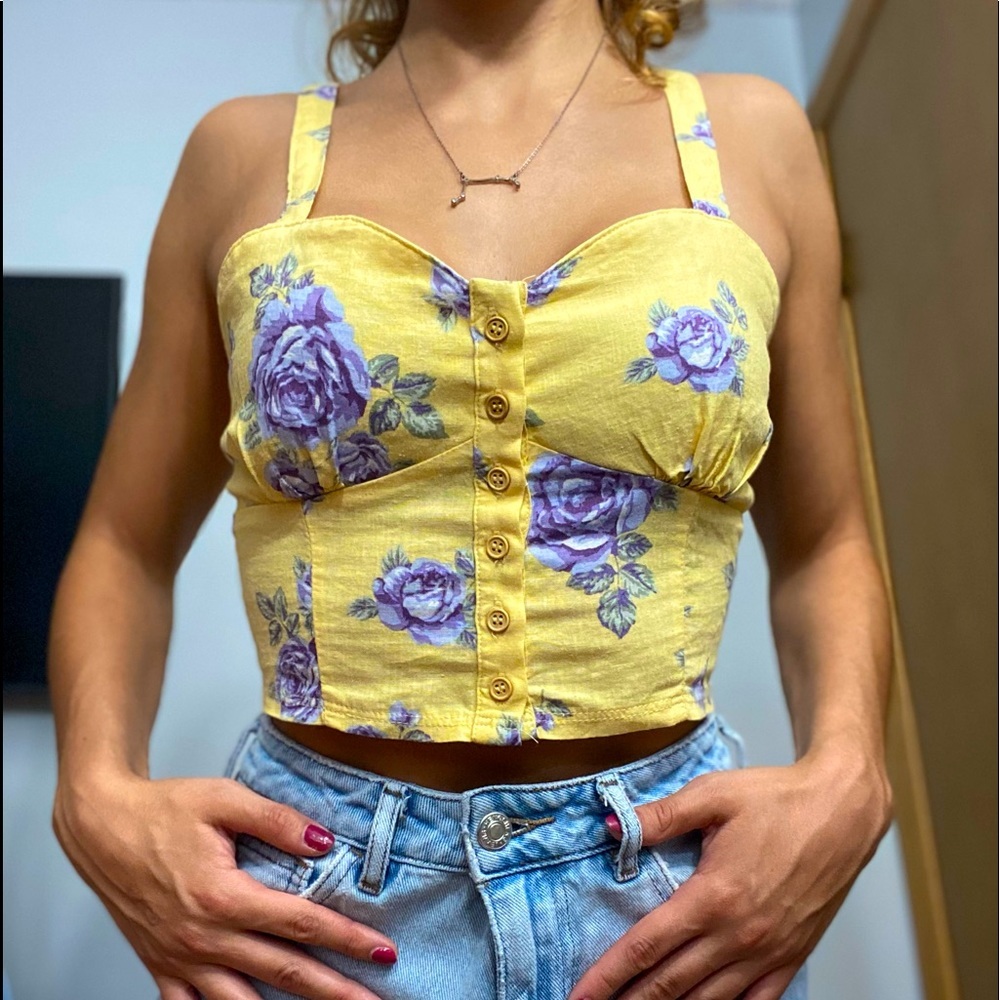Forever 21 button up tank crop top - Picture 3 of 4
